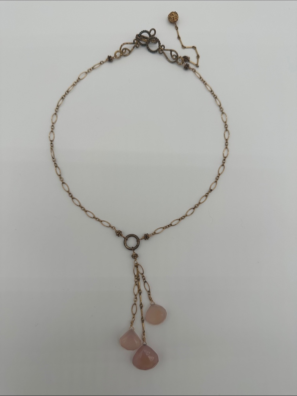 Robindira Unsworth Gold-Tone Necklace with Pink Drop Gemstones